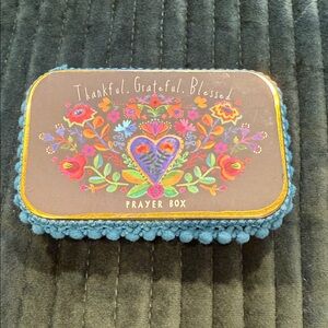 Natural Life Floral Prayer Box with Blue Trim